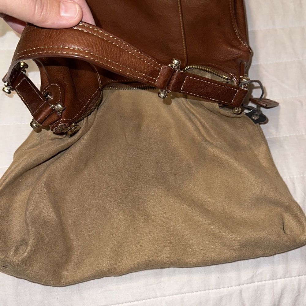 Liz Claiborne Vintage Chestnut Brown Genuine Leather Mini Hobo Bag - Picture 11 of 14